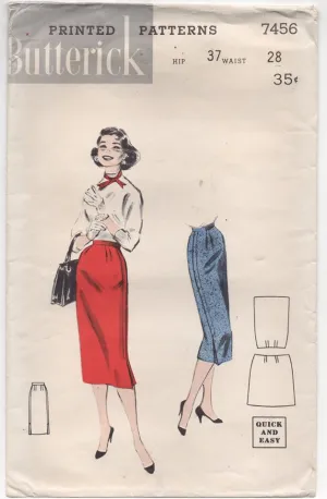 1950's Butterick "Quick and Easy" Slim Skirt - Waist 28" - No. 7456