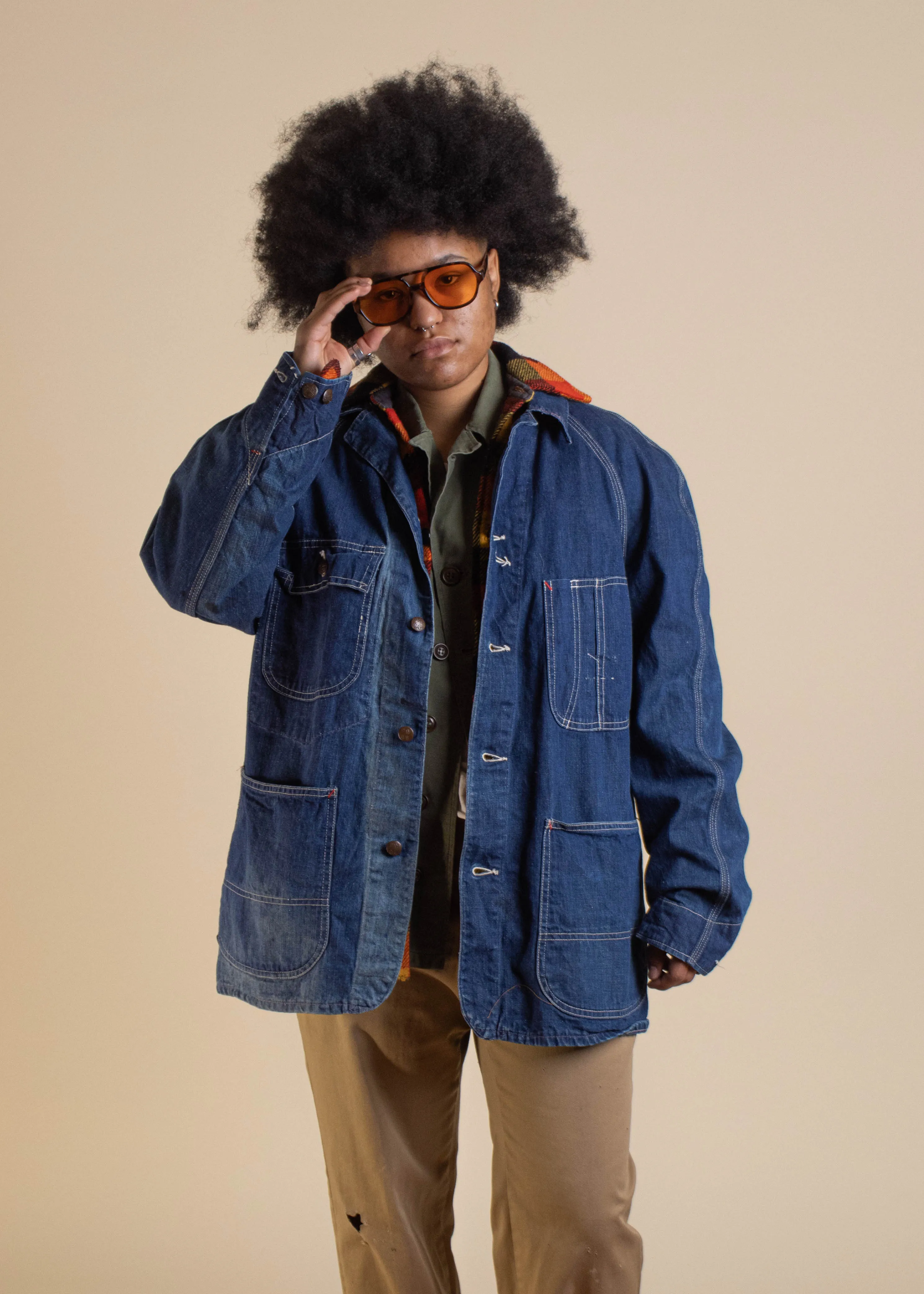 1950s Pay Day Denim Chore Coat Size M/L
