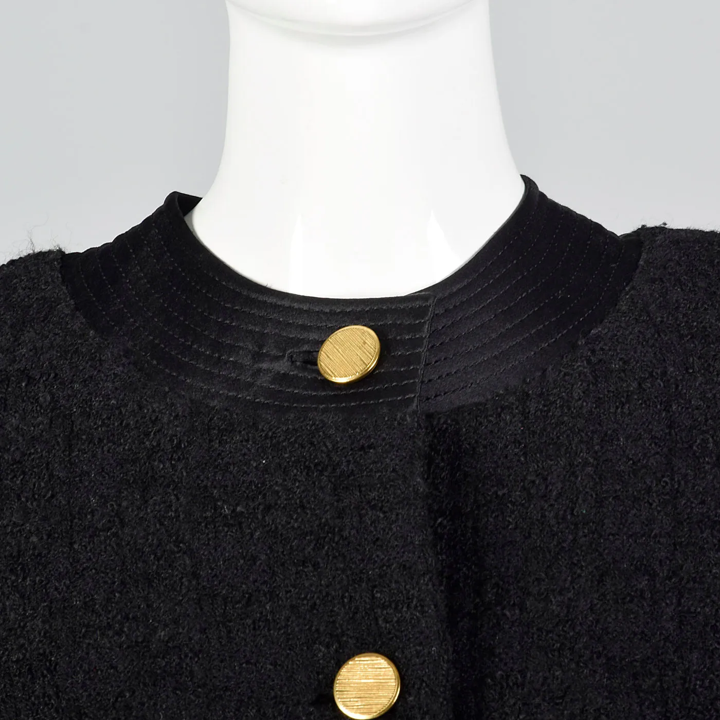 1960s Black Chunky Tweed Skirt Suit