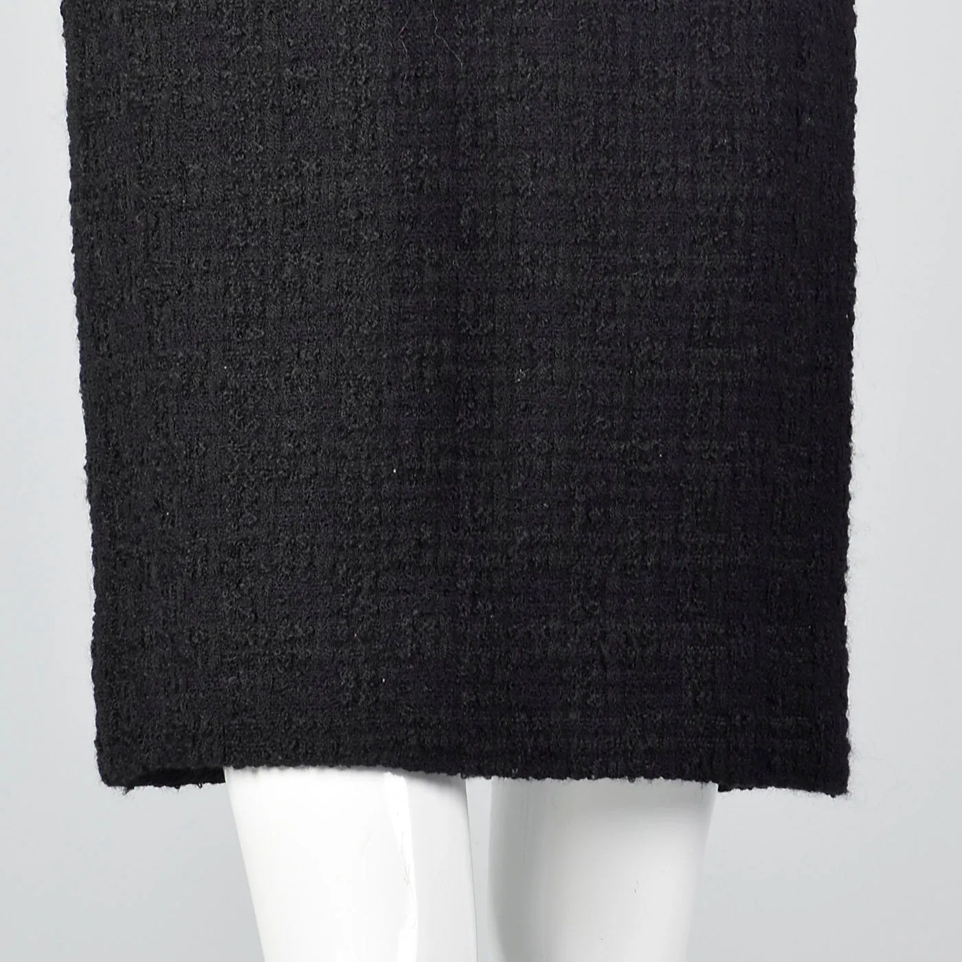 1960s Black Chunky Tweed Skirt Suit