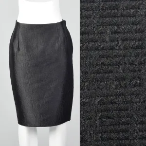 1990s Mary McFadden Couture Black Pencil Skirt With Horizontal Stitching