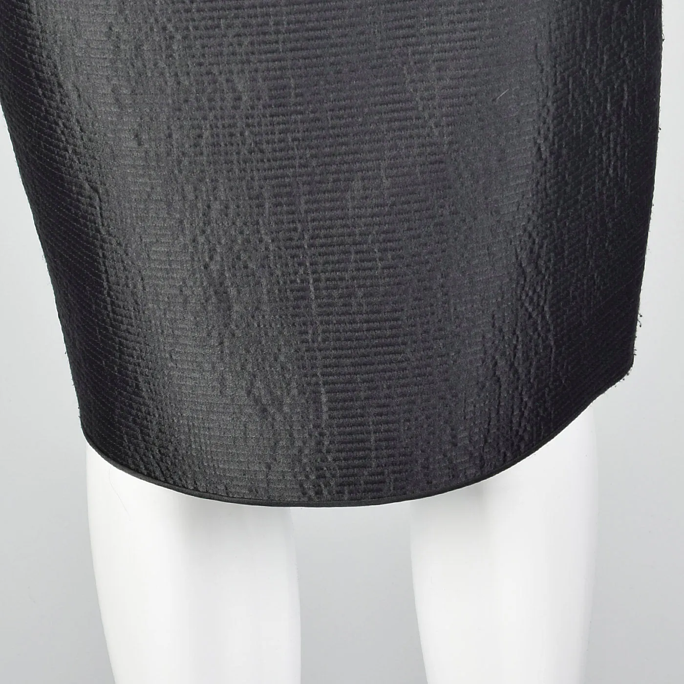 1990s Mary McFadden Couture Black Pencil Skirt With Horizontal Stitching