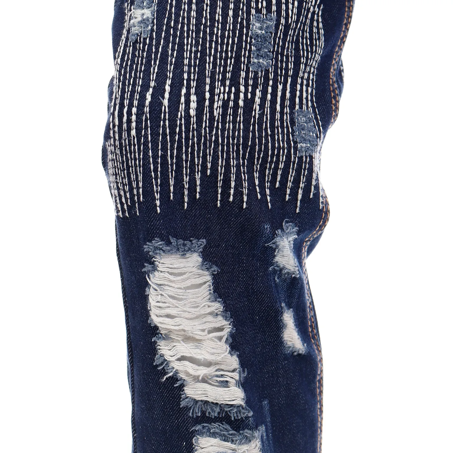 2000s Dolce & Gabbana Distressed Low Rise Denim Jeans w Embroidery