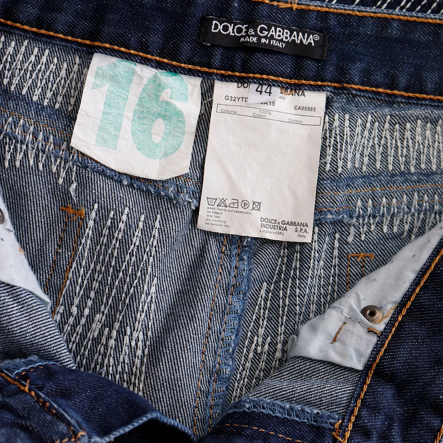 2000s Dolce & Gabbana Distressed Low Rise Denim Jeans w Embroidery
