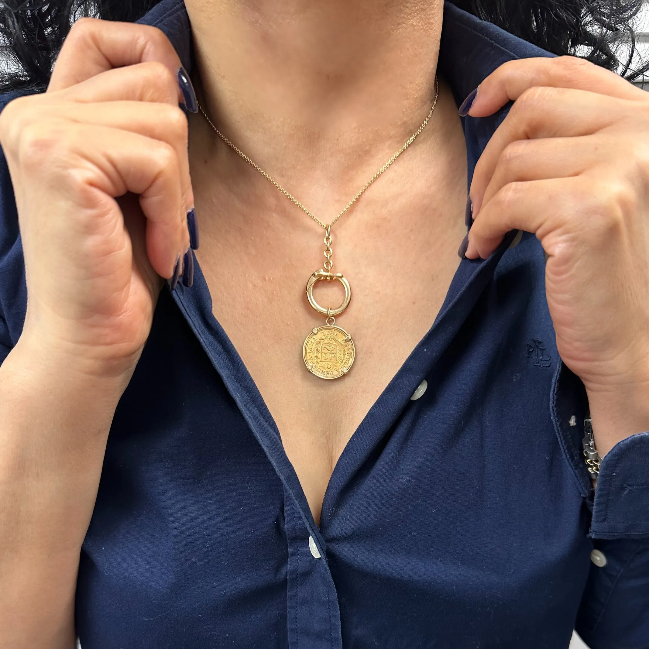 21.6K Gold 1917 1 Libra (Peru) Coin Pendant