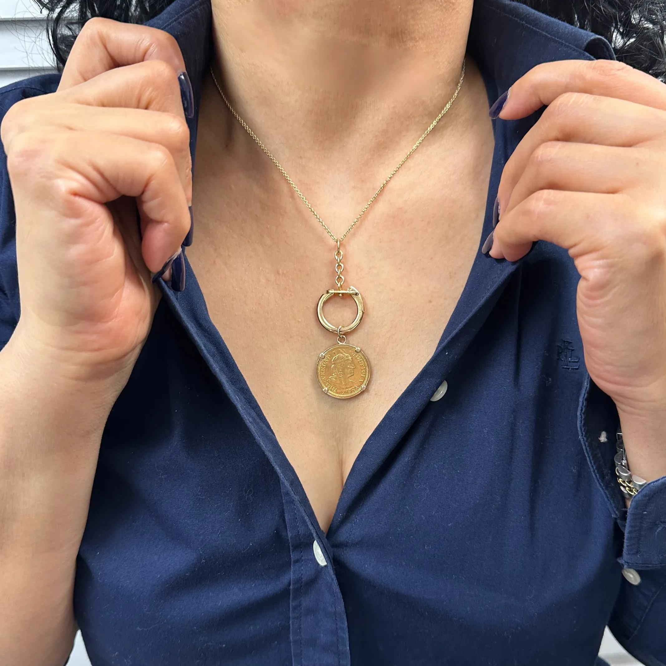 21.6K Gold 1917 1 Libra (Peru) Coin Pendant