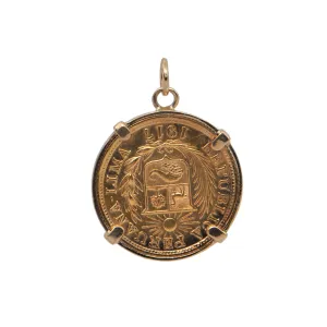 21.6K Gold 1917 1 Libra (Peru) Coin Pendant
