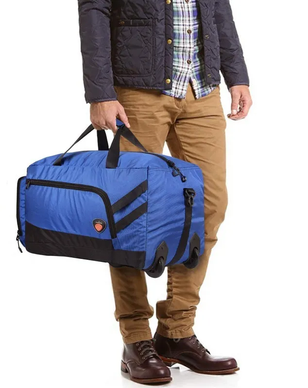 35L Travel Duffle Trolley - Waterproof, Stylish | Duffel Bag with Wheels | Royal Blue