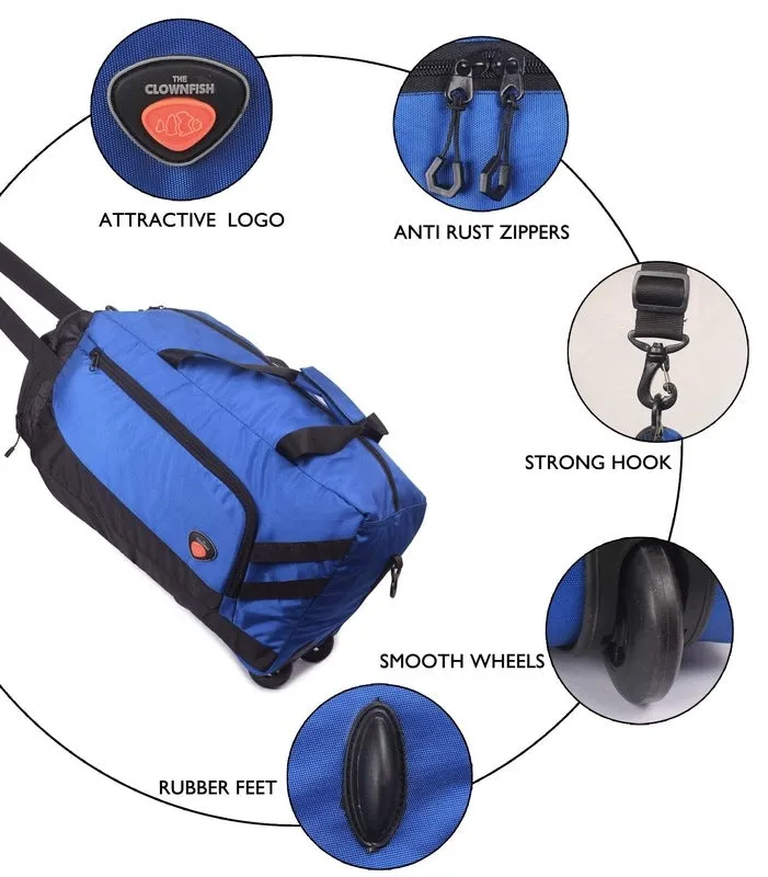 35L Travel Duffle Trolley - Waterproof, Stylish | Duffel Bag with Wheels | Royal Blue