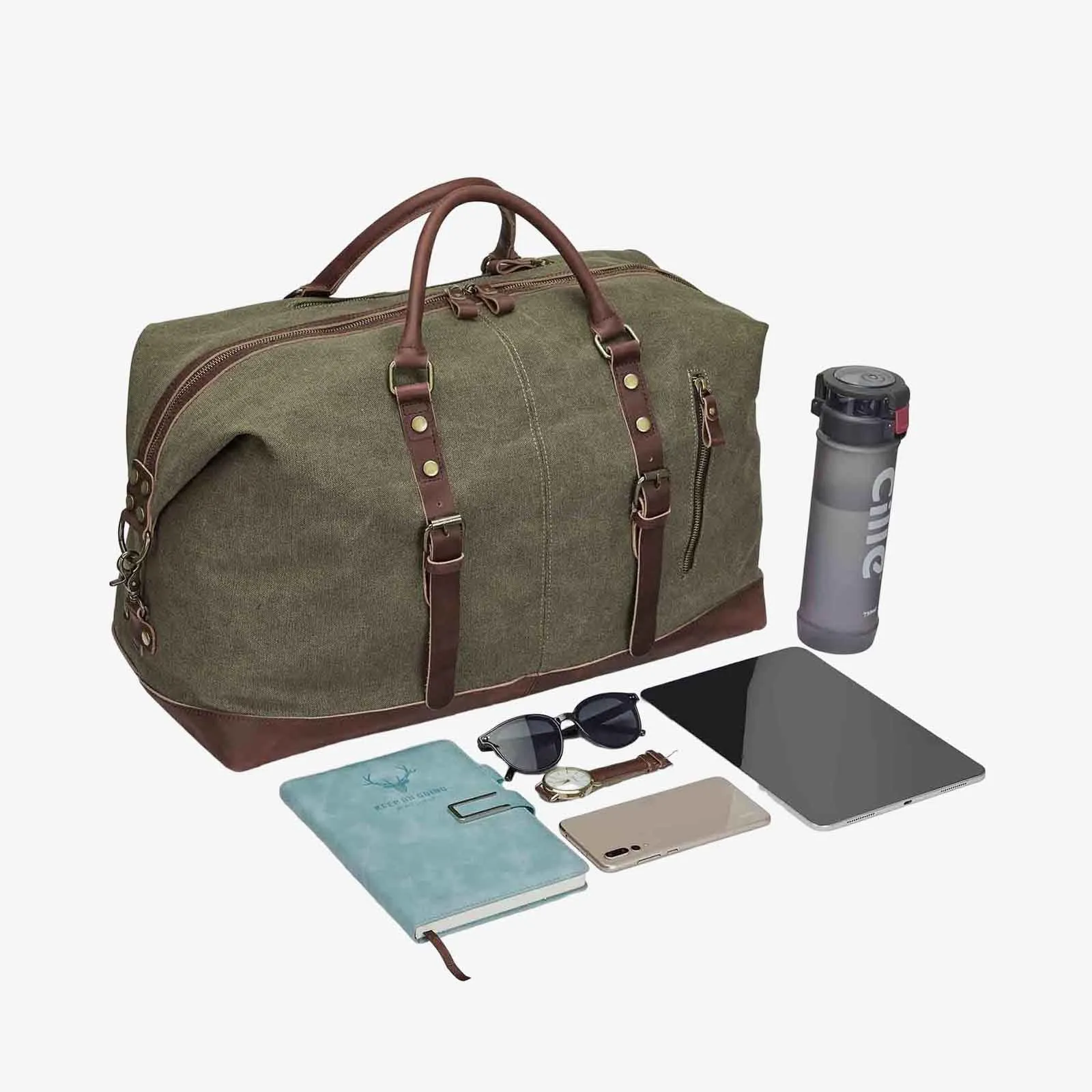 60L Canvas Weekender Duffle Bag