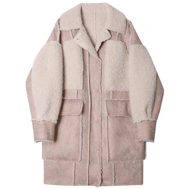 8GIRLS DESIGN BORG LINED FAUX SUEDE COAT