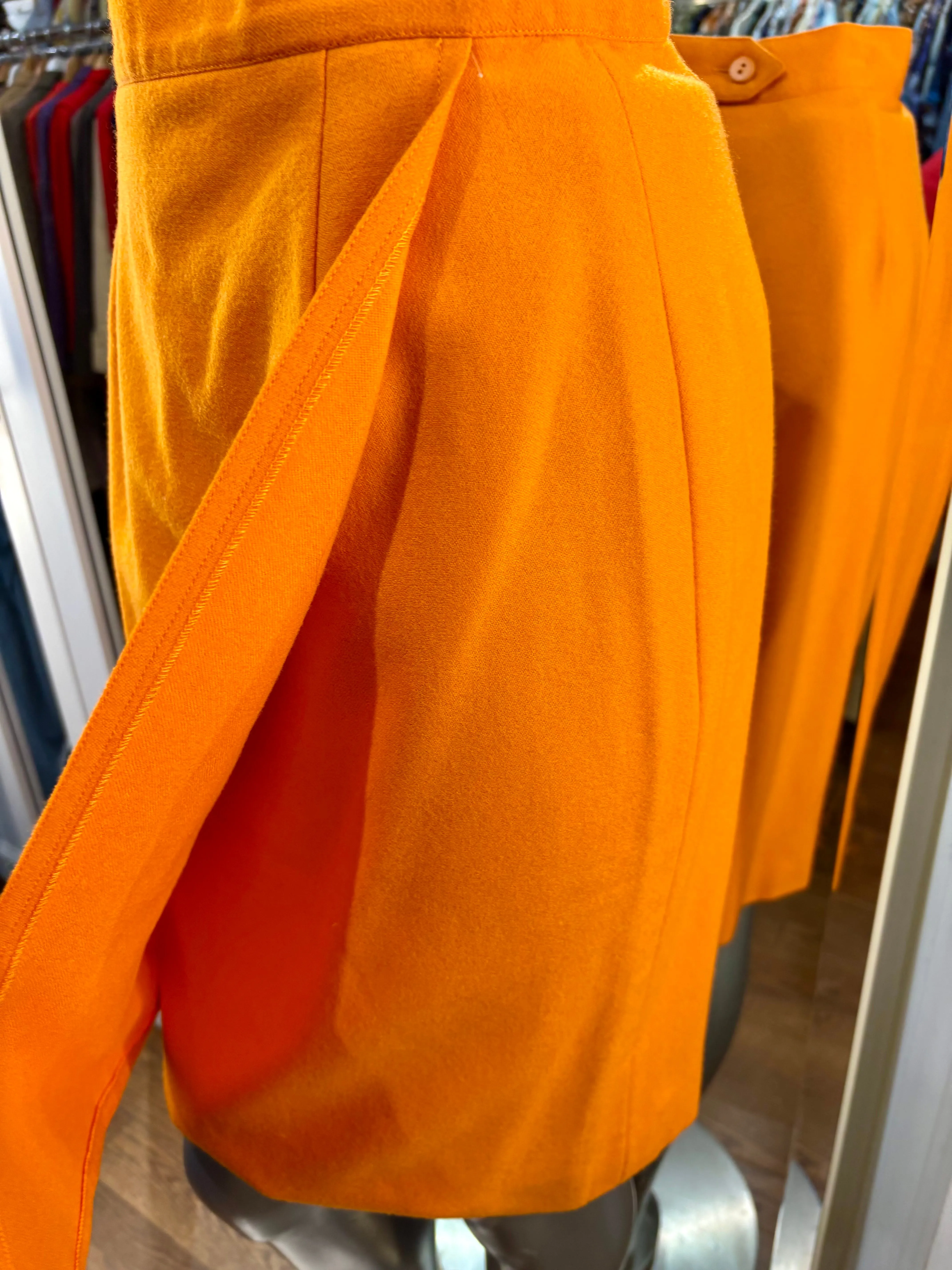 90’s Orange Pencil Skirt With Front Layer By J. Tiktiner