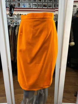 90’s Orange Pencil Skirt With Front Layer By J. Tiktiner