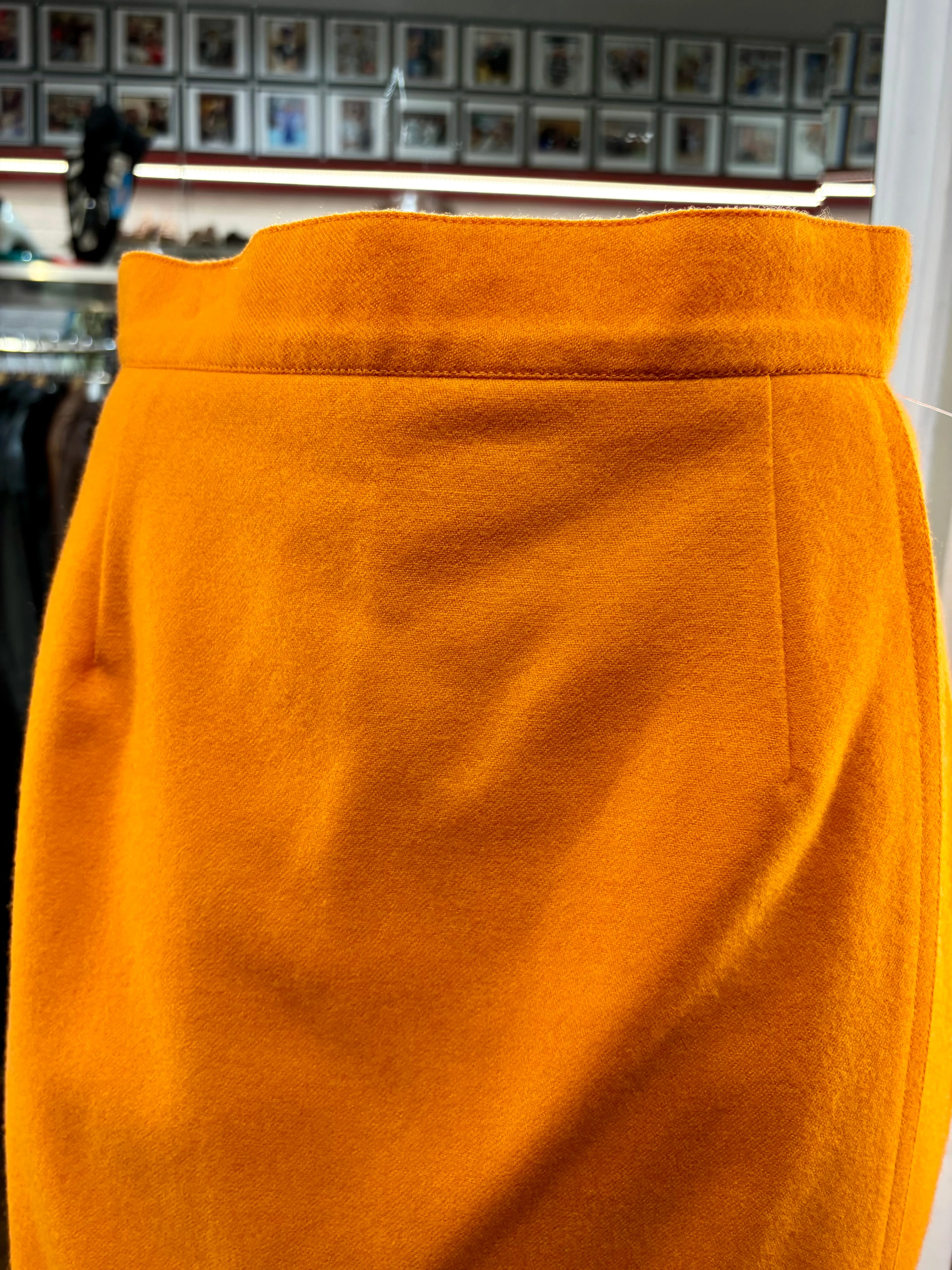 90’s Orange Pencil Skirt With Front Layer By J. Tiktiner