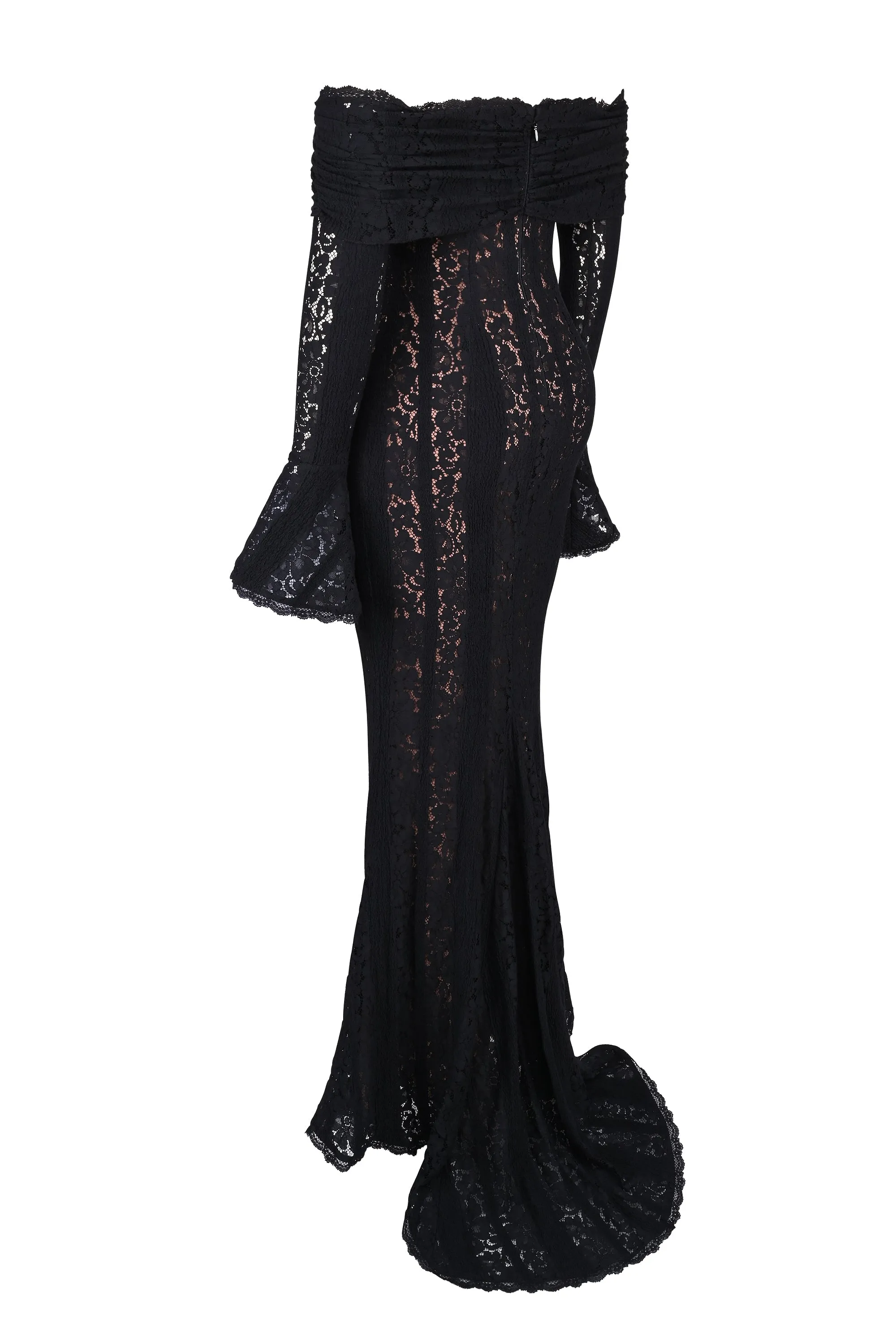 AEILA VINTAGE LACE MAXI DRESS-BLACK