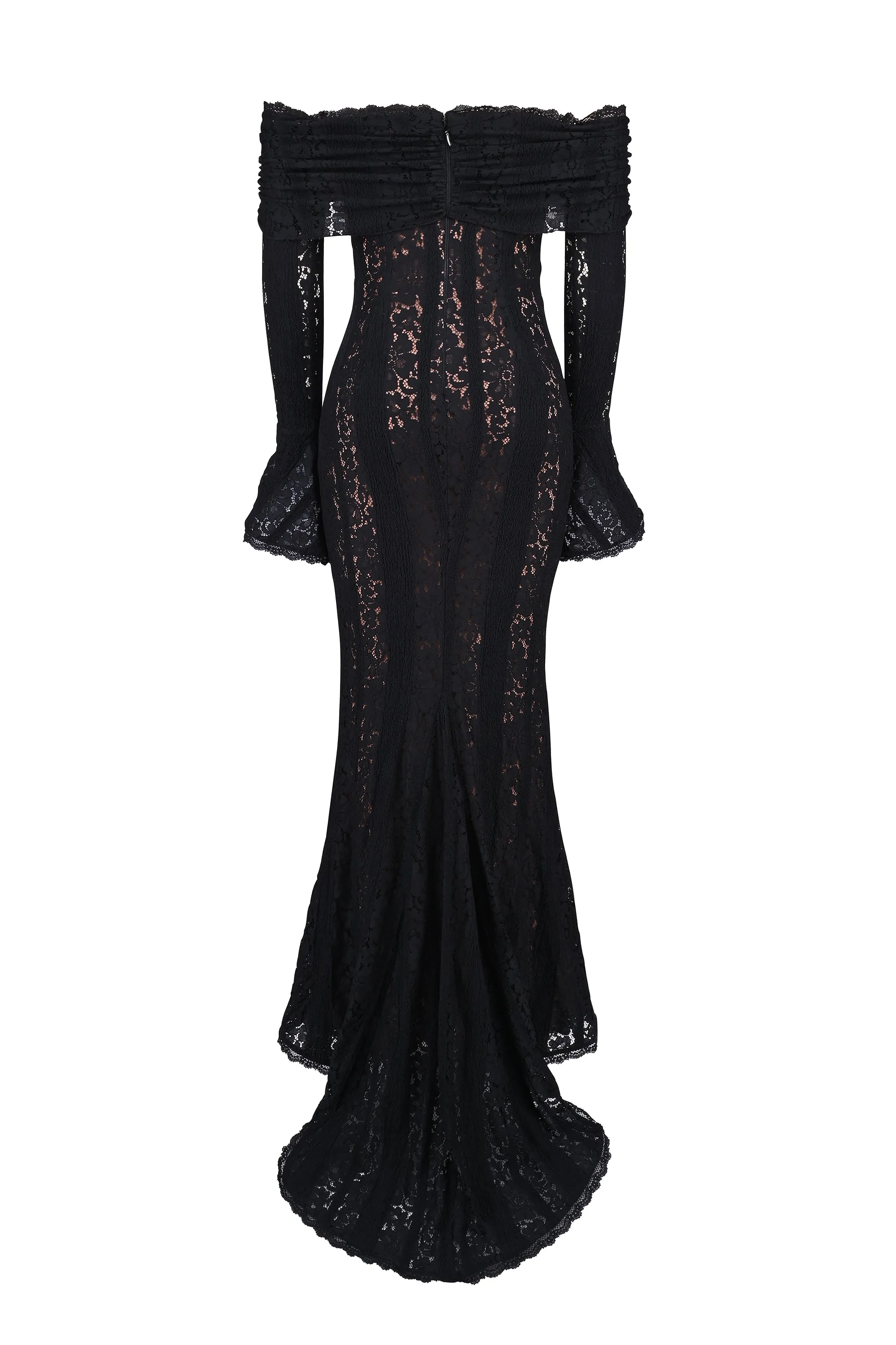 AEILA VINTAGE LACE MAXI DRESS-BLACK