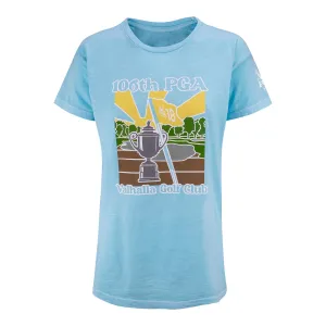 Ahead Women's 2024 PGA Championship T-Shirt featuring the Wanamaker Trophy in Sky Blue