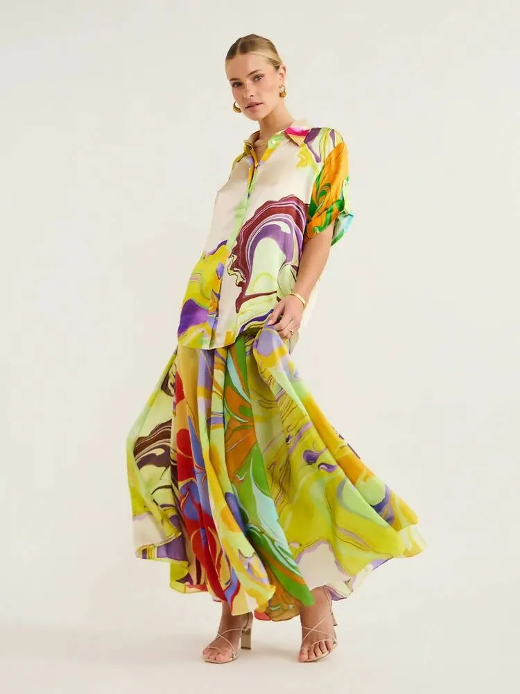 Alemais Luca Silk Shirt and Skirt Set