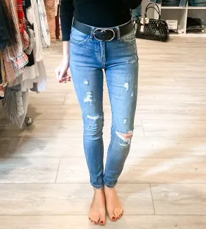 Alexa Destroyed High Rise Skinny Jeans