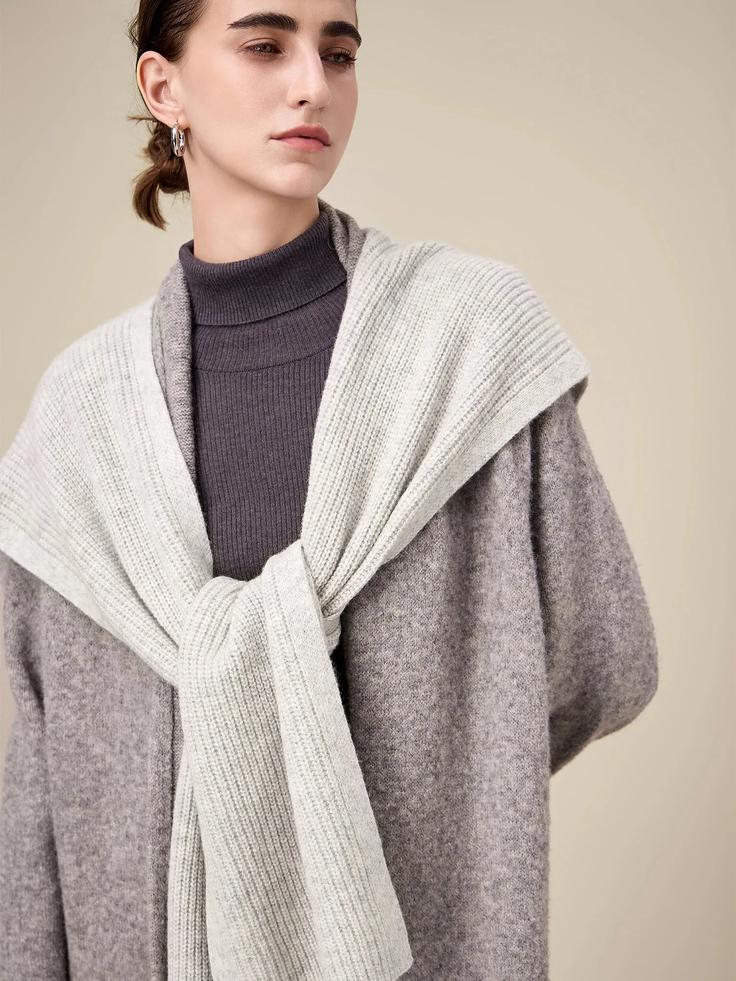 Amoretu Women's 100% Wool Chunky Knit Shawl
