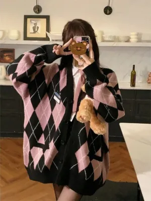Argyle Knit Cardigan
