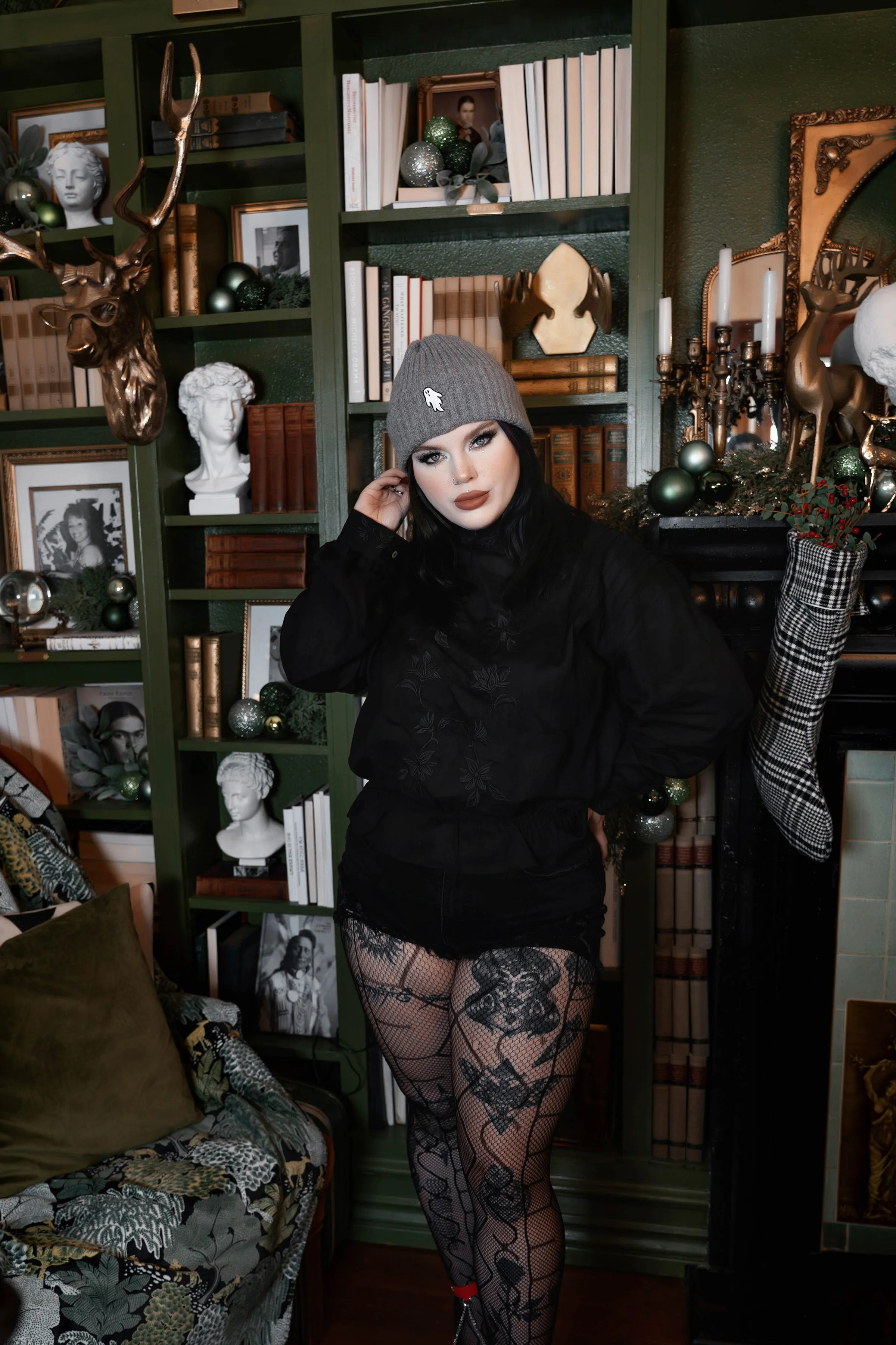 Autumn Grey | Ghostie Embroidered & Reversible Knit Beanie