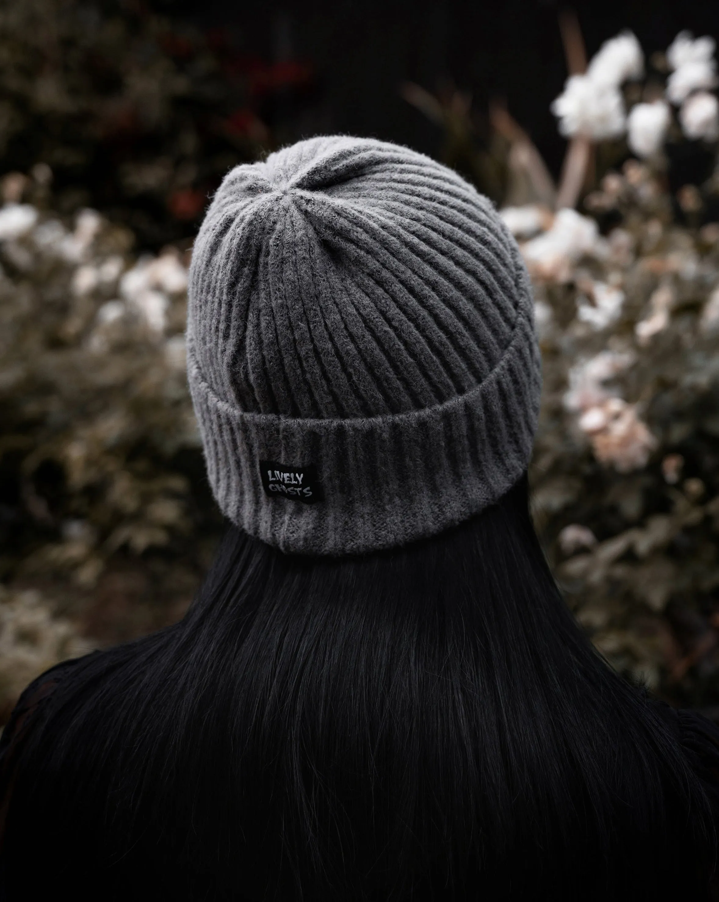Autumn Grey | Ghostie Embroidered & Reversible Knit Beanie