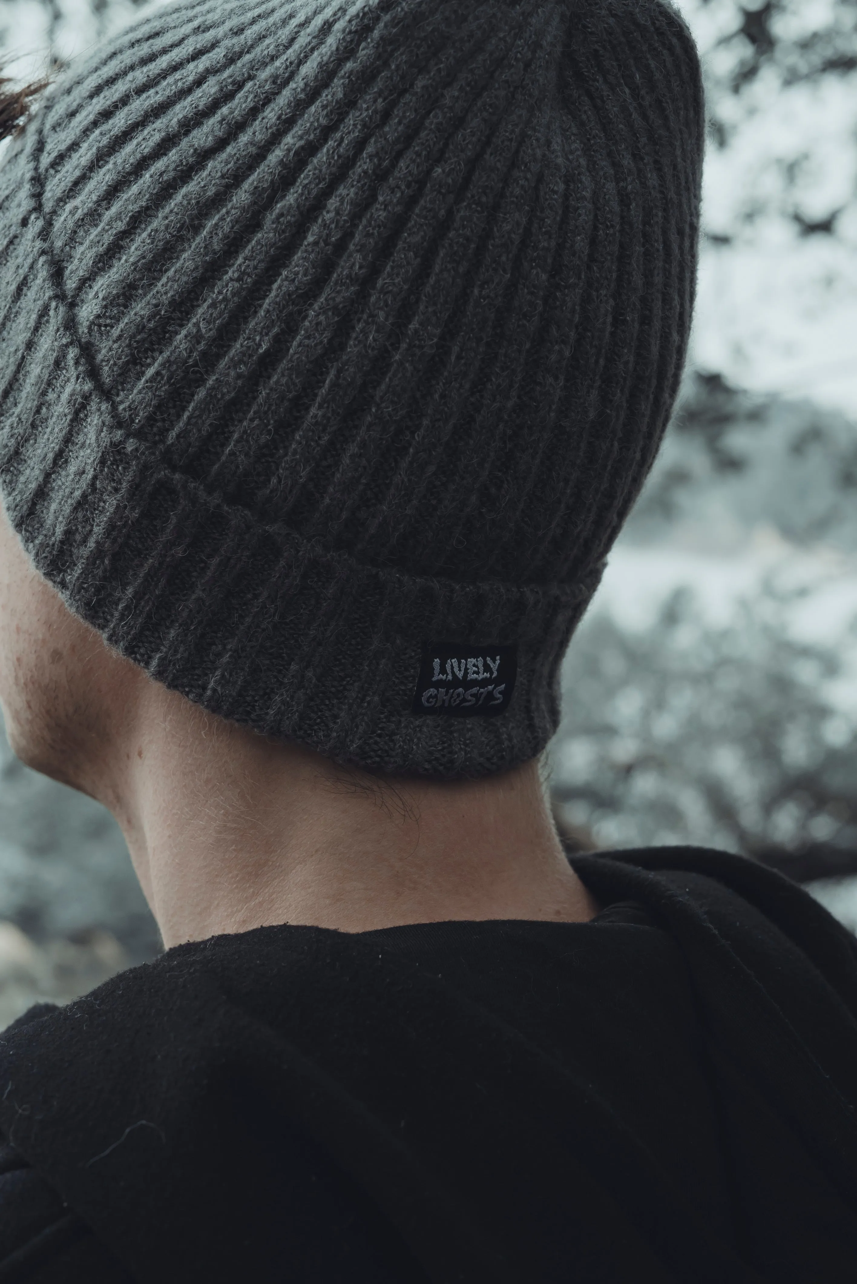 Autumn Grey | Ghostie Embroidered & Reversible Knit Beanie