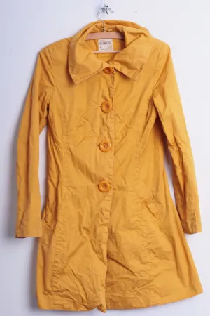 Bershka Outwear Womens M Light Coat Jacket Oversize Buttons Yellow
