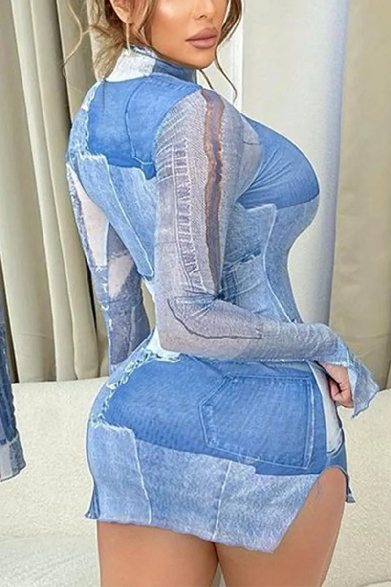 BH0455 Graphic Fitted Mini Dress