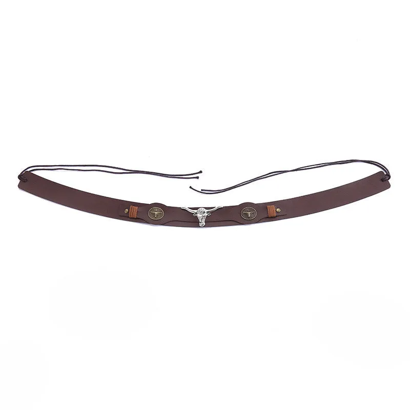 Bison Head Leather Cowboy Hat Bands