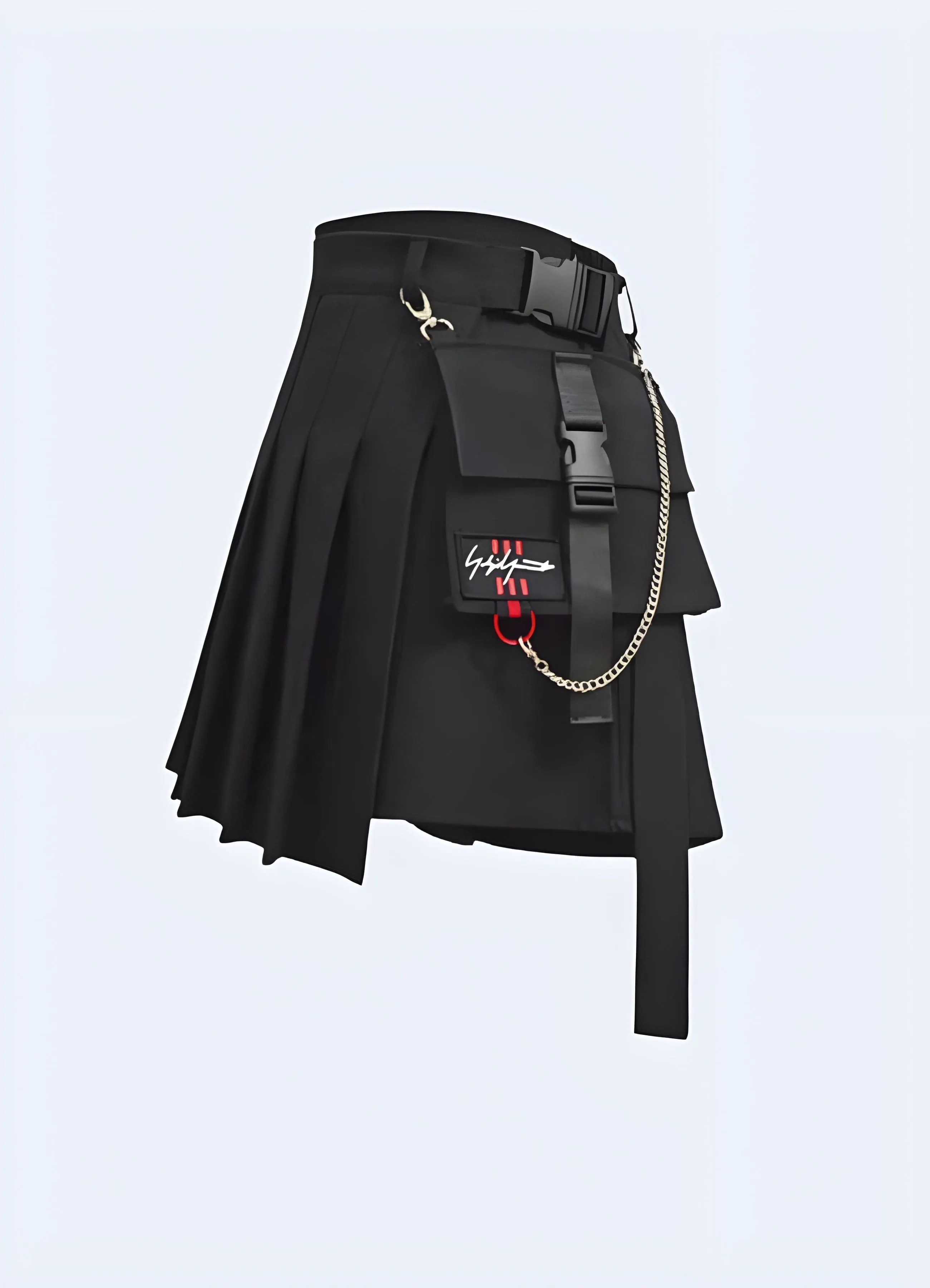 Black Cargo Mini Skirt