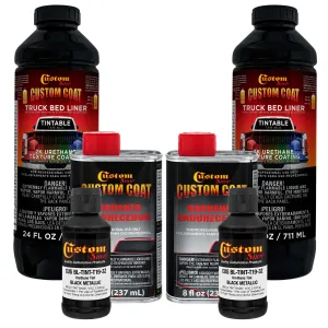 Black Metallic 2 Quart (1/8 Quart) Urethane Spray-On Truck Bed Liner Kit - Easily Mix, Shake & Shoot - Durable Textured Protective Coating