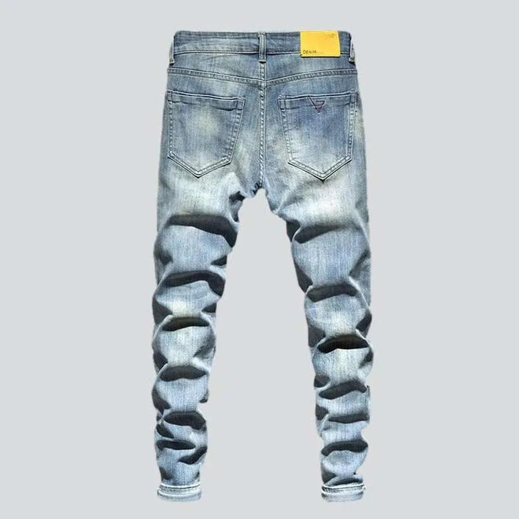 Bleached light blue men's jeans