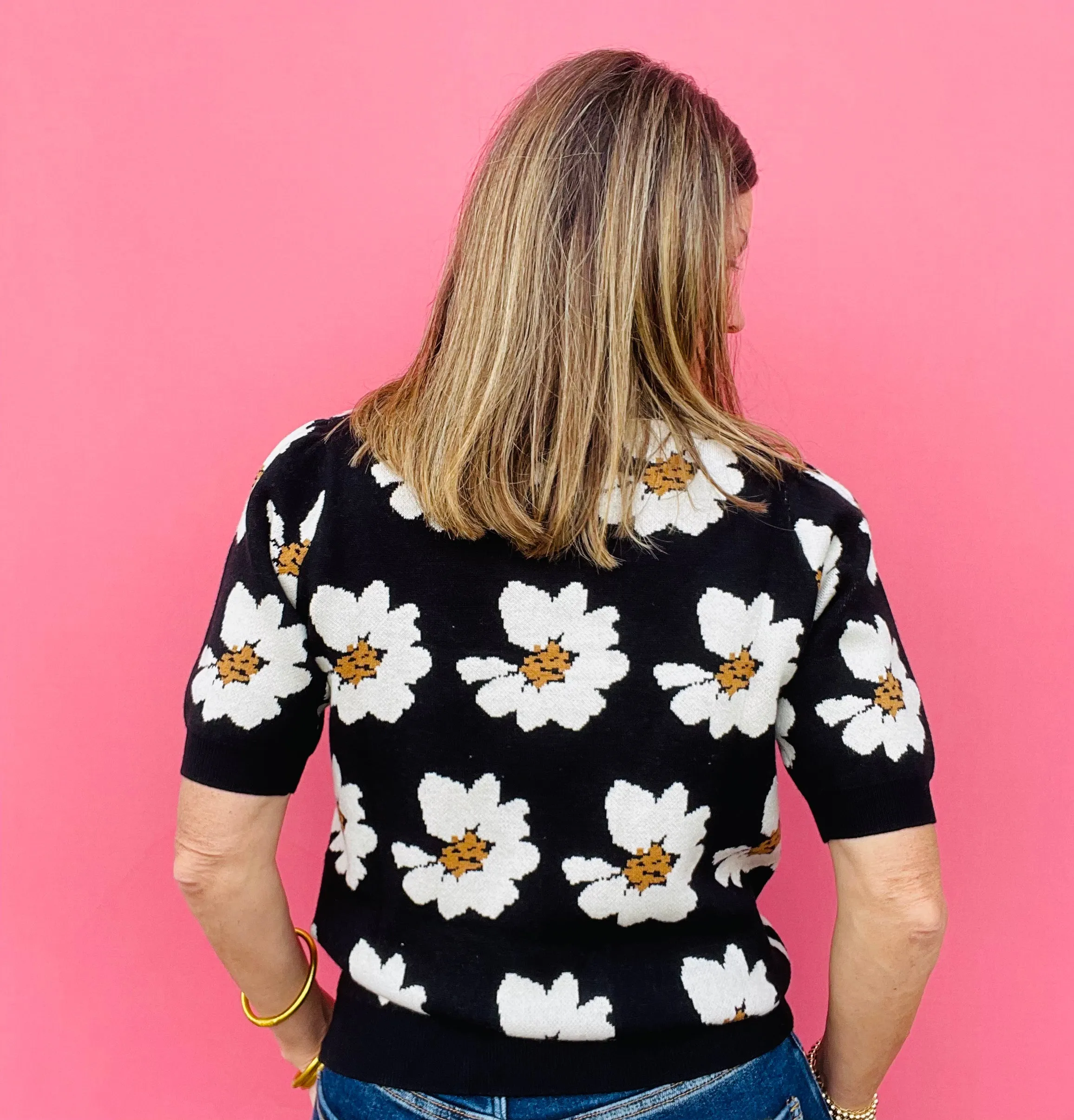 Blk Sweater w/Flowers