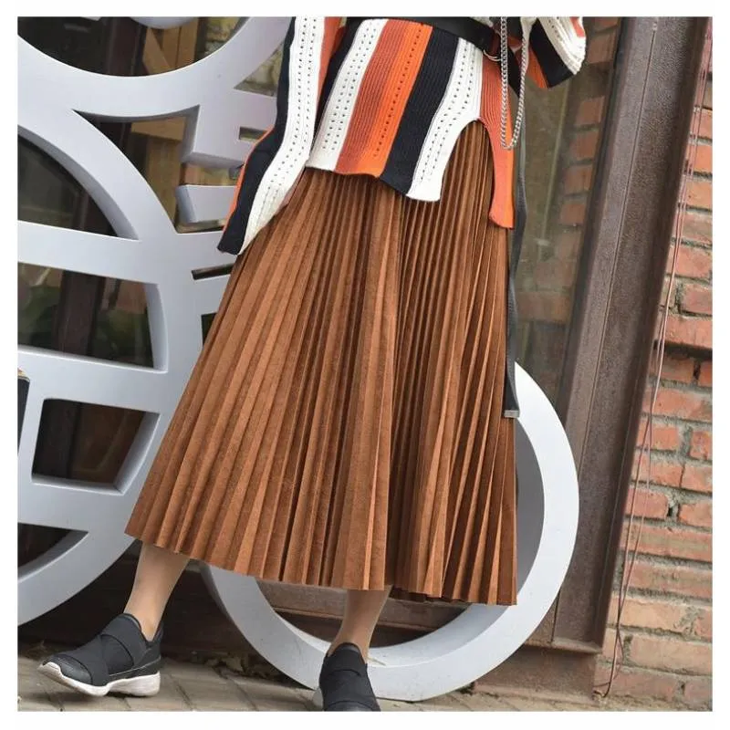 Bohemian Skirt - Suede Pleated
