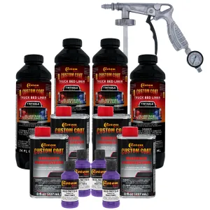 Bright Purple 1 Gallon Urethane Spray-On Truck Bed Liner Kit with Spray Gun and Regulator - Mix, Shake & Shoot - Durable Textured Protective Coating