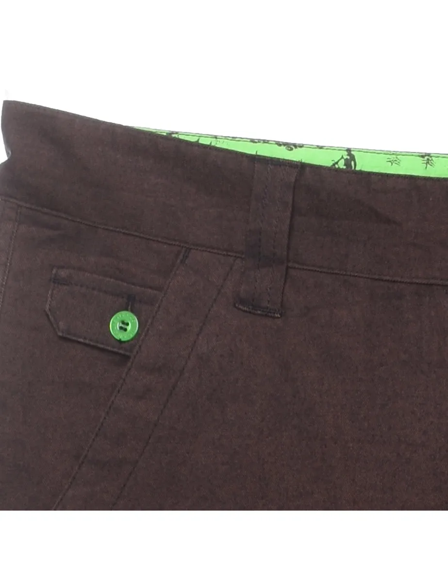 Brown & Green Straight-Fit Trousers - W34 L33