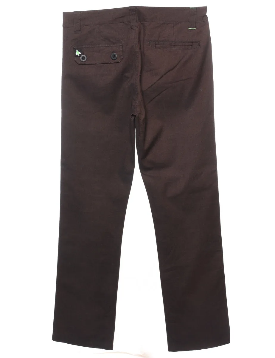 Brown & Green Straight-Fit Trousers - W34 L33