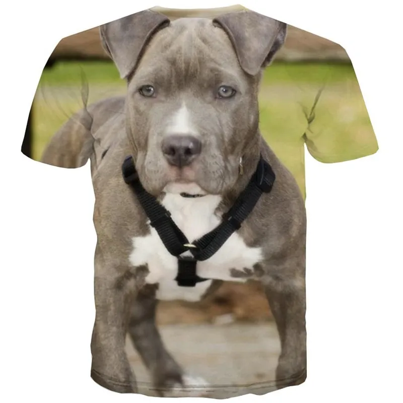 Bulldog dog tshirt Puppy Cute animal top tee big Smart dogs male Cool art costume
