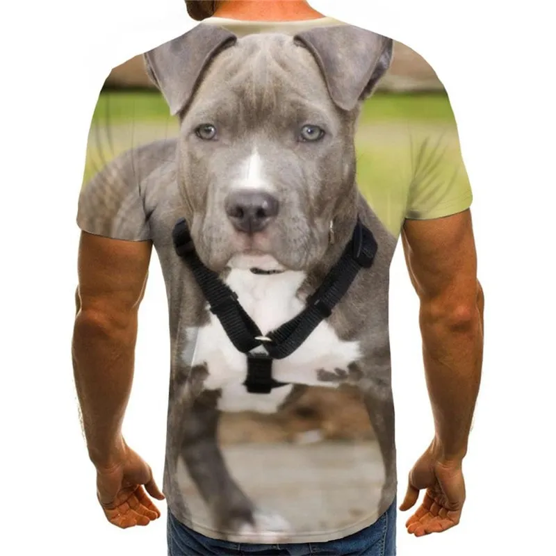 Bulldog dog tshirt Puppy Cute animal top tee big Smart dogs male Cool art costume