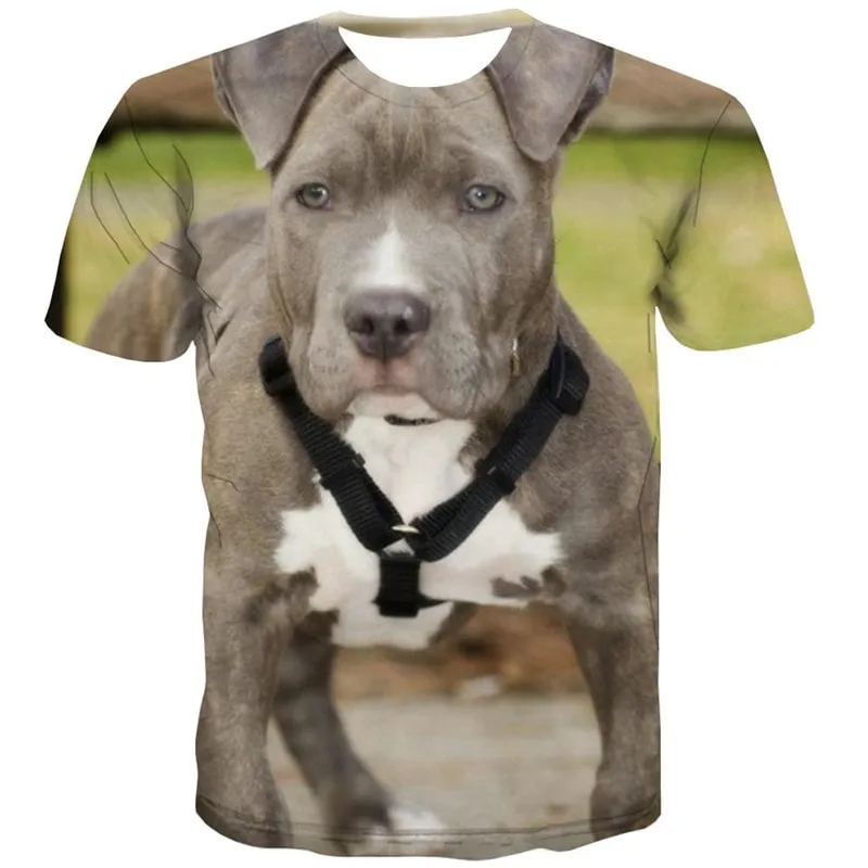 Bulldog dog tshirt Puppy Cute animal top tee big Smart dogs male Cool art costume
