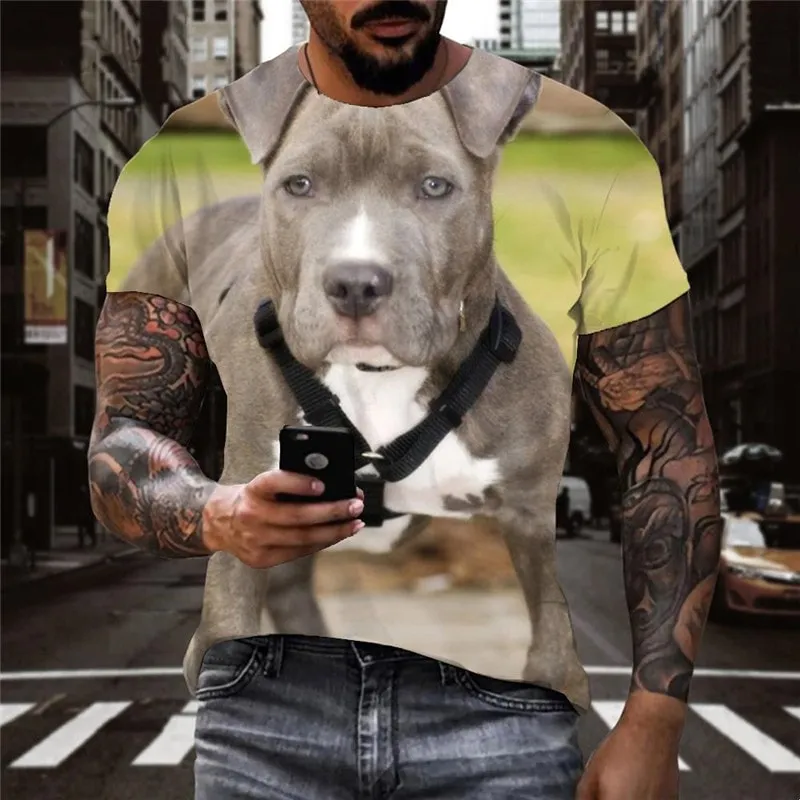 Bulldog dog tshirt Puppy Cute animal top tee big Smart dogs male Cool art costume