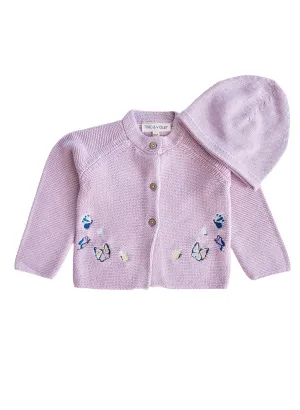 Butterfly Cardigan And Hat Set