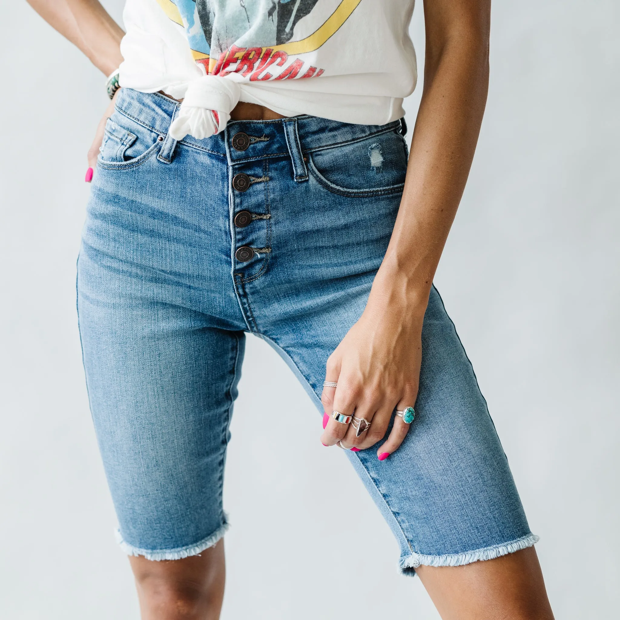 Button Up Bermuda Shorts