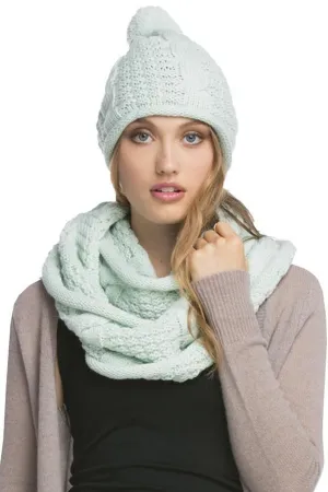 Cable Knit Infinity Scarf & Hat Set in Mint by Spun