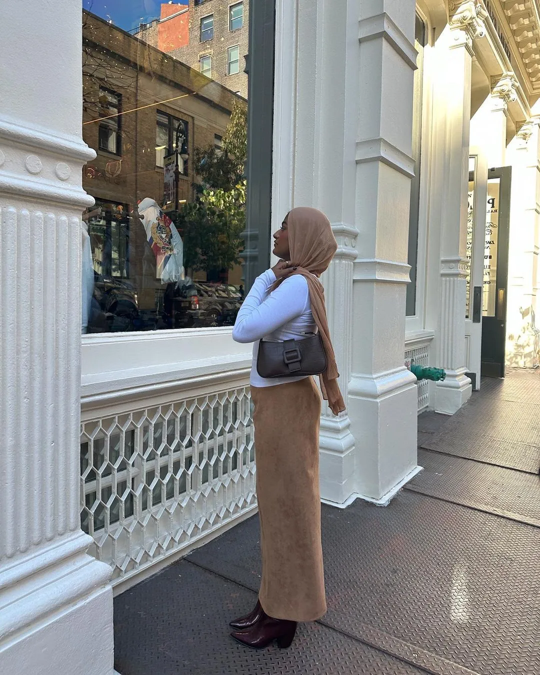 Camel Suede Pencil Maxi Skirt-CLEARANCE