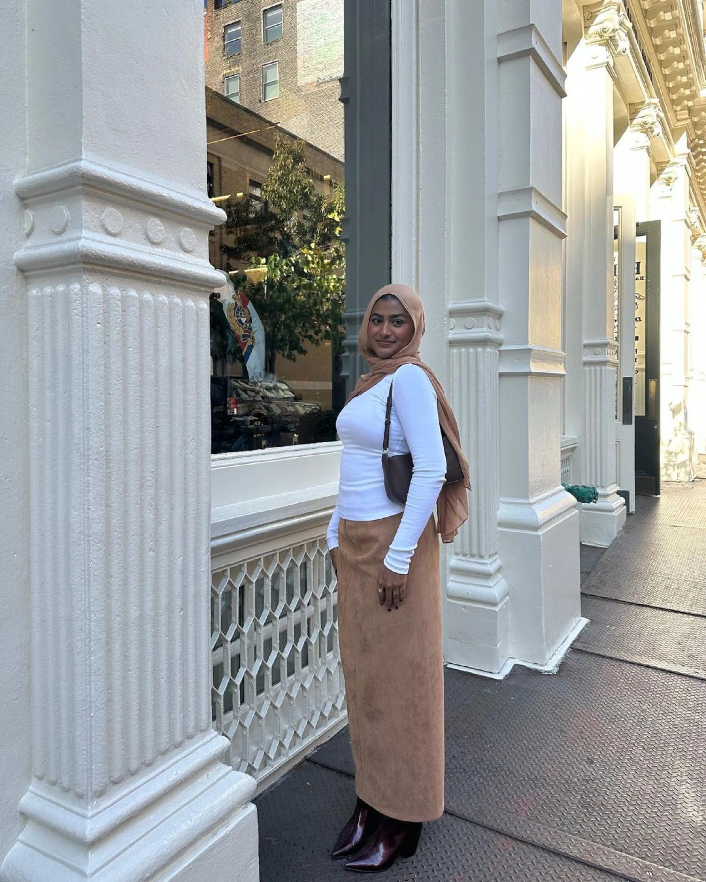 Camel Suede Pencil Maxi Skirt-CLEARANCE