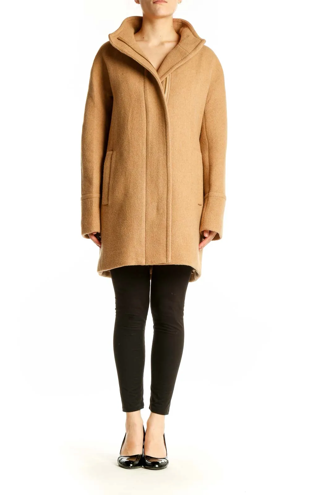 Camel Wool-Blend Cocoon Coat