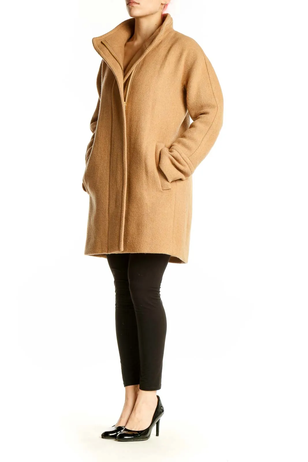 Camel Wool-Blend Cocoon Coat